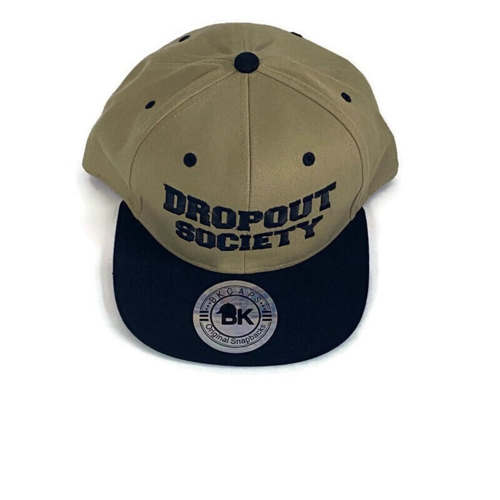 DROPOUT SOCIETY Mens Beige & Black Snapback Hat Size Adjustable NWT (sticker) BK